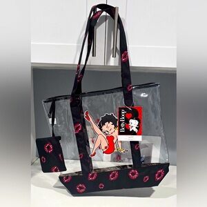 Betty Boop Clear Tote Bag With Mini Wallet